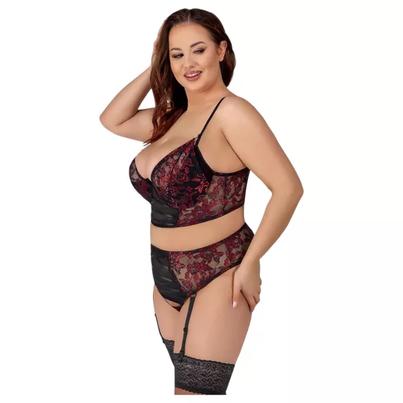 Cottelli Plus Size - säädettävä rintaliivasetti (punainen)