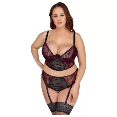   Cottelli Plus Size - säädettävä rintaliivasetti (punainen) - 90C/XL