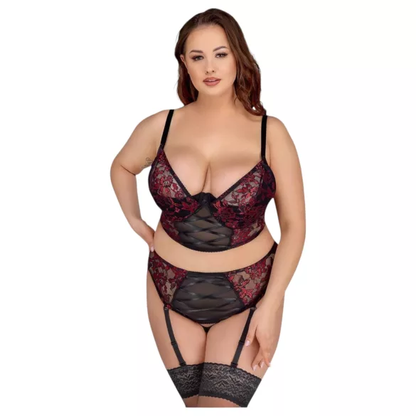 Cottelli Plus Size - säädettävä rintaliivasetti (punainen) - 90C/XL