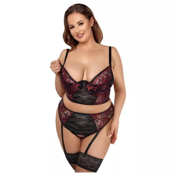 Cottelli Plus Size - säädettävä rintaliivasetti (punainen) - 90C/XL