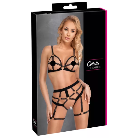 Cottelli - kaksiosainen harness-setti - musta - XL