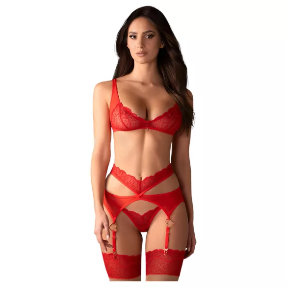 Obsessive Cupid Desir - pitsialusasu setti - punainen