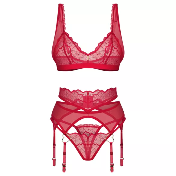 Obsessive Cupid Desir - pitsialusasu setti - punainen