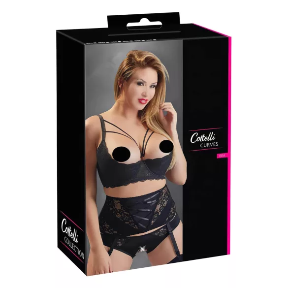 Cottelli Plus Size - rintaliivit avoin, olkaimilla ja renkailla - musta - 95E