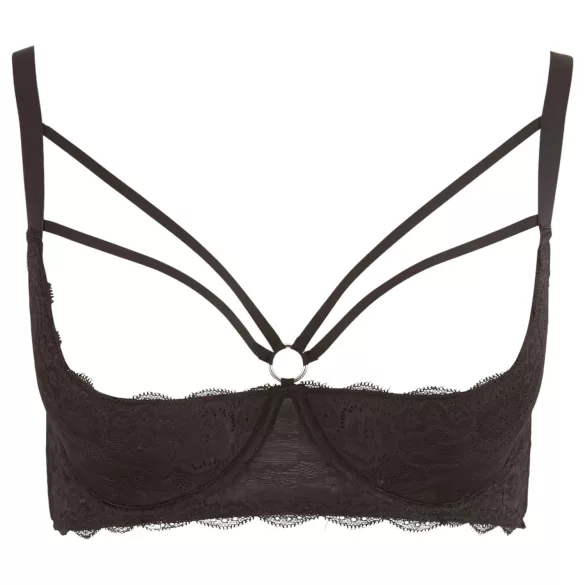 Cottelli Plus Size - rintaliivit avoin, olkaimilla ja renkailla - musta - 95E