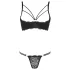 Cottelli - rintaliivit sträpeillä ja rengas - stringit - musta - 80B/M