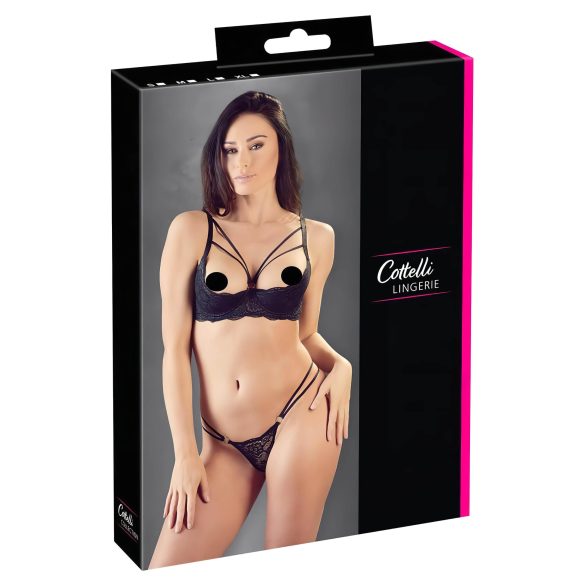 Cottelli - Mustat remmirintaliivit ja stringit - 85B/L