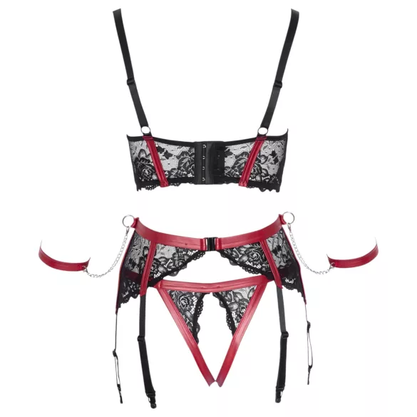 Cottelli Bondage - matt pitsinen rintaliivisetti - punainen - M
