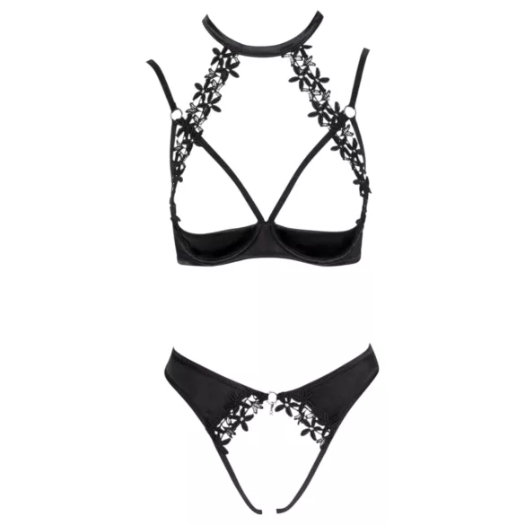 Cottelli - pitsinen kaula-aukkoinen rintaliivisetti - musta