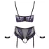 Cottelli Bondage - rintaliivisetti ja käsikahleet - musta/violetti - M
