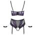 Cottelli Bondage - Rintaliivisetti ja käsikahleet (musta-violetti) - XL