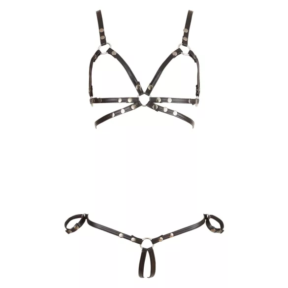 Cottelli Bondage - kiiltävä vartalovaljas bikini - musta