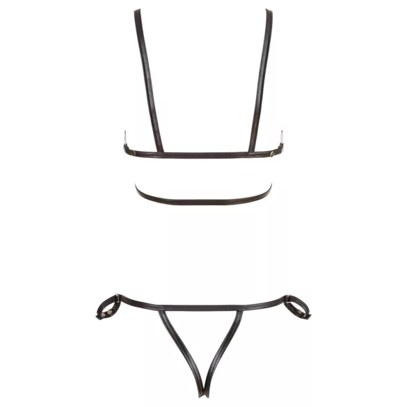 Cottelli Bondage - kiiltävä vartalovaljas bikini - musta