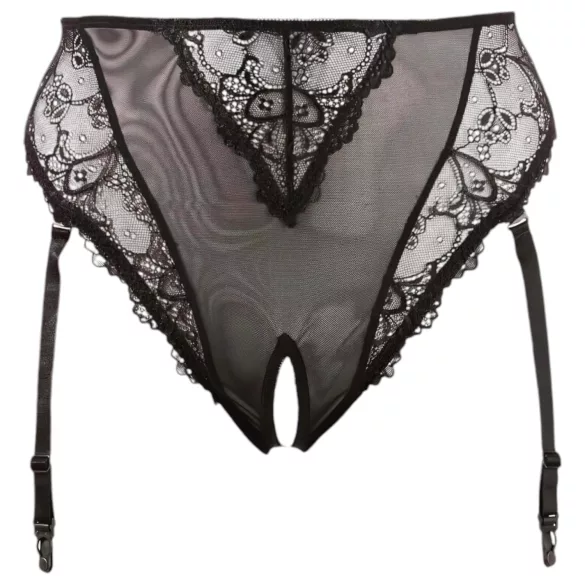 Cottelli Plus Size - pitsihousut sukkanauhalla (musta)
