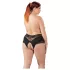 Cottelli Plus Size - avoimet stringit pitsi helmikoriste musta - XL