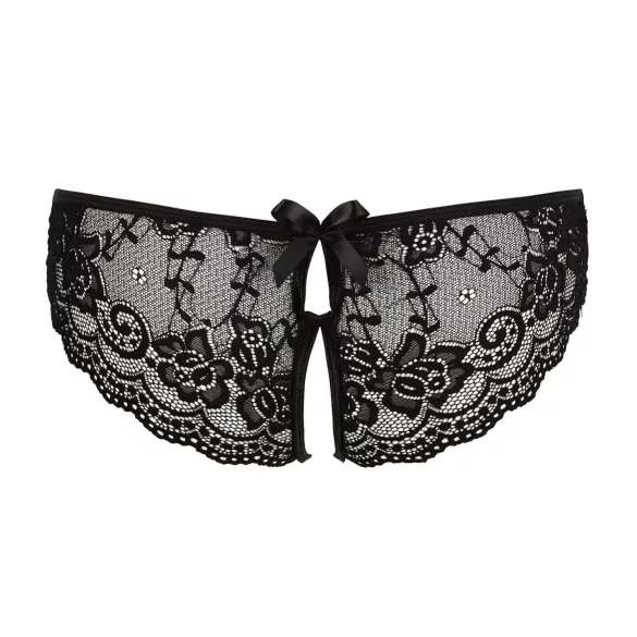 Cottelli - stringit naisille - avoin pitsi rusetti - musta - XL
