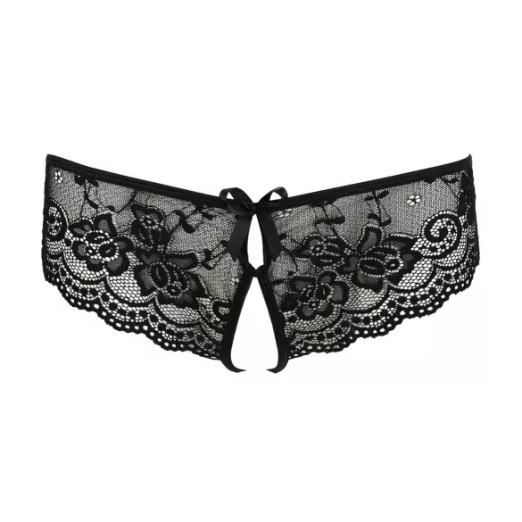 Cottelli - stringit naisille - avoin pitsi rusetti - musta - XL