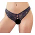 Cottelli - stringit naisille - avoin pitsi rusetti - musta - XL