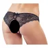 Cottelli - stringit naisille - avoin pitsi rusetti - musta - XL