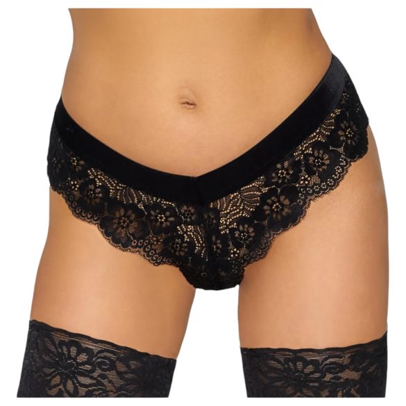 Cottelli Party - ketjullinen pitsialushousu (musta) - XL