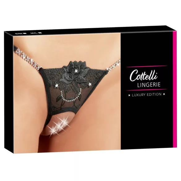 Cottelli - avoin stringit - kimaltava kukka - M/L