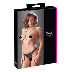 Cottelli - stringit avoin pitsi helmiäiset musta