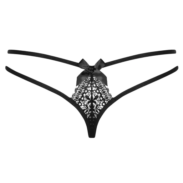 Obsessive Intensa - stringit - kaksinkertaiset olkaimet - musta pitsi - L/XL