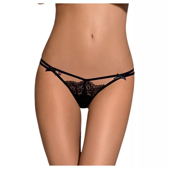 Obsessive Intensa - stringit - kaksinkertaiset olkaimet - musta pitsi - L/XL