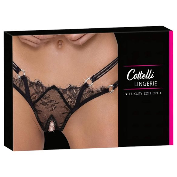 Cottelli - ylellinen, avoin rengasstringi (musta) - M/L