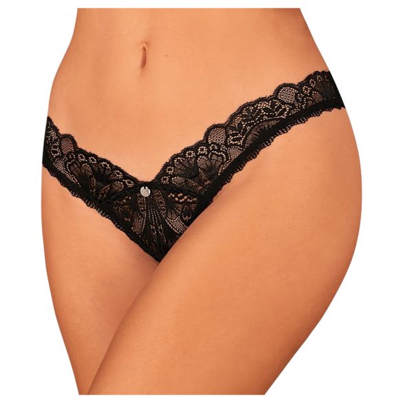 Obsessive Donna Dream - pitsinen avoin stringi (musta) - M/L