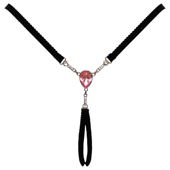 Cottelli - avonainen stringit - strassikoriste - musta (S-L)