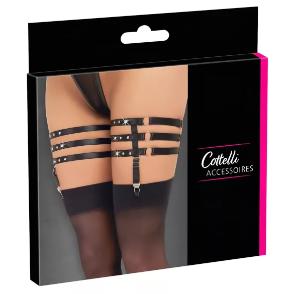 Cottelli - sukkanauhaliivi vyötäröremmillä - keinonahka - musta - L/XL