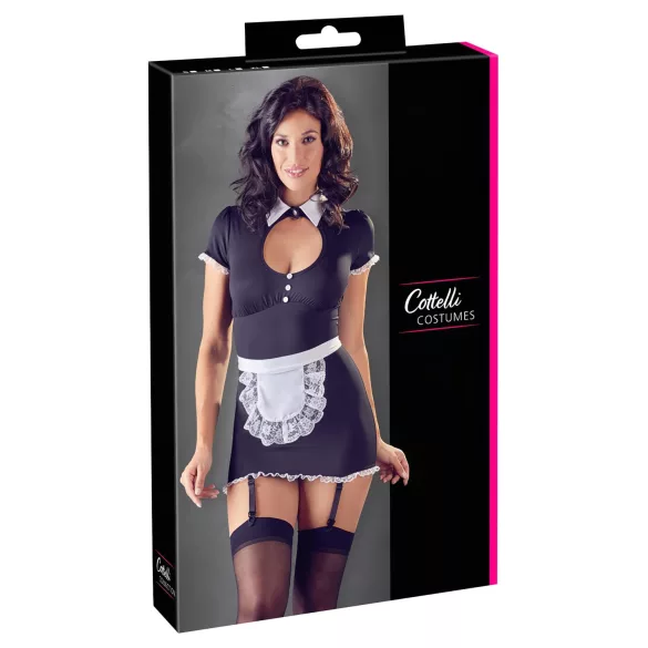 Cottelli - seksikäs palvelijatar asu - sukkanauhat - musta-valkoinen - L