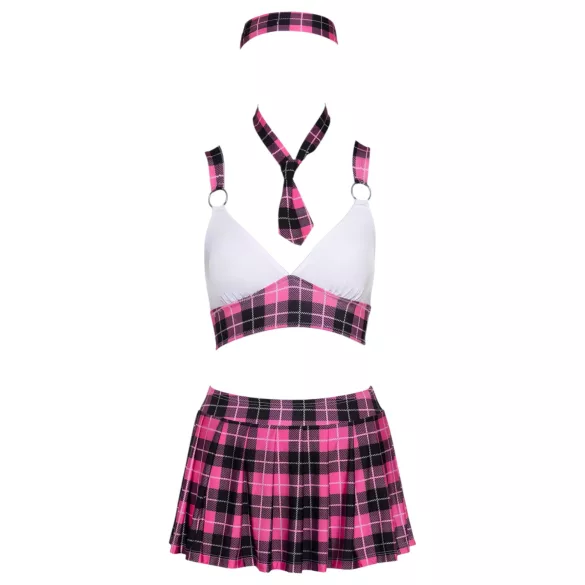 Cottelli - koulutyttöasu setti - ruudullinen pinkki