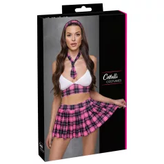 Cottelli - koulutyttöasu setti - ruudullinen pinkki - M