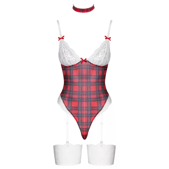 Cottelli - bodysetti ruudullinen - punainen - L