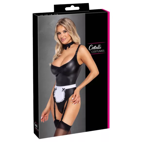 Cottelli - huonesiivoojan body esiliinalla (musta) - M