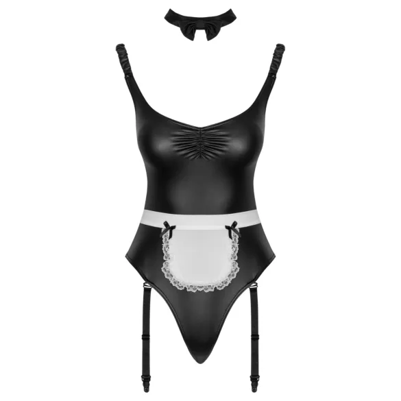 Cottelli - huonesiivoojan body esiliinalla (musta) - M