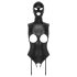 Bad Kitty - avoin body ja imumaski (musta) - XL