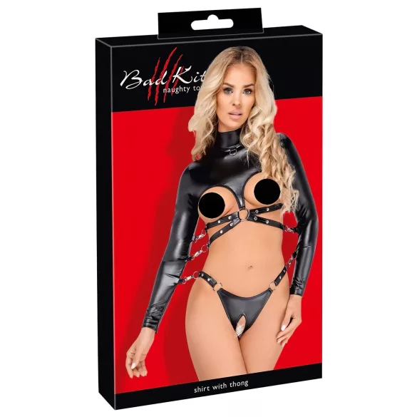 Bad Kitty - avoin rinnoille bondage-setti (musta)