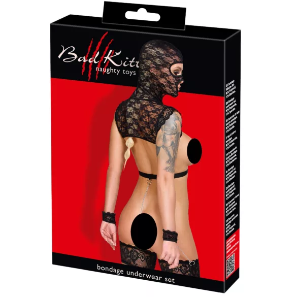 Bad Kitty - pitsinen BDSM-setti (musta) - M