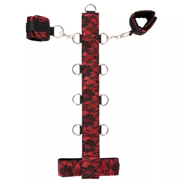 Bad Kitty - bondage-setti kaula- ja rannekahleilla - punamusta