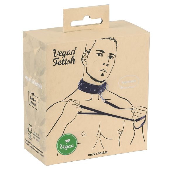 Vegan Fetish - niittikaulapanta ja talutushihna (musta)