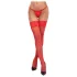 Cottelli - pitsiset kukkakuvioiset stay-up sukat - punainen - 5/XL