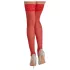Cottelli - pitsiset kukkakuvioiset stay-up sukat - punainen - 5/XL