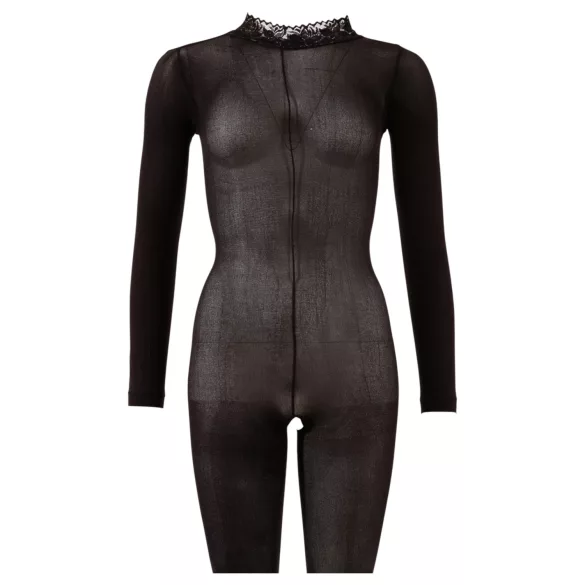 Cottelli - läpinäkyvä haaroista avoin catsuit (musta) - S/M