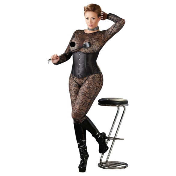 Cottelli Plus Size - satiininen vyötärökorsetti - musta - 4XL