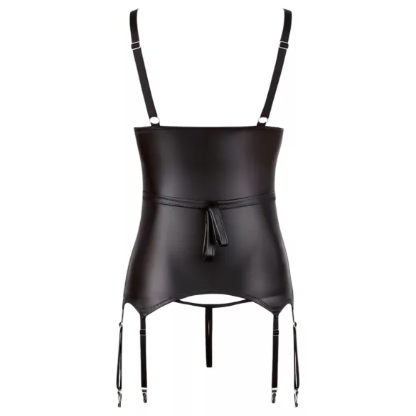 Cottelli Bondage - kiiltävä push-up -yläosa käsiraudalla (musta) - XL