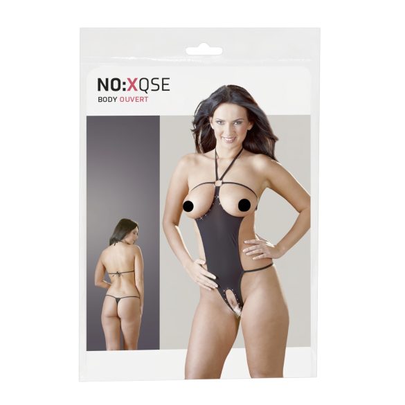 NO:XQSE - Avoin, strassikoristeinen seksibody - musta (S-L)