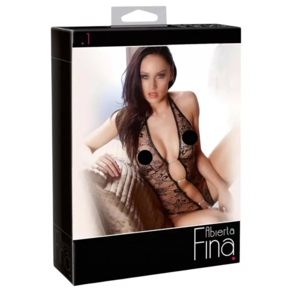 Abierta Fina - pitsibody - avoin etuosa - musta - L